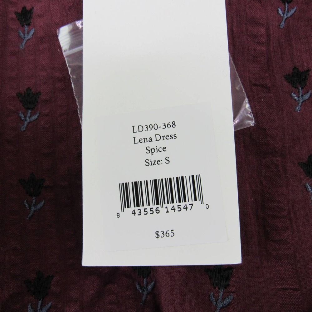 LoveShackFancy Women’s Lena Dress in Spice Burgundy Sz S - Picture 5 of 6